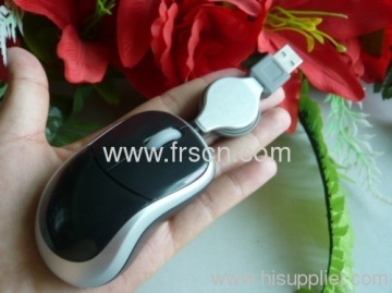 Super Thin Wired Mouse Retractable Smallest Size Travel Mouse 
