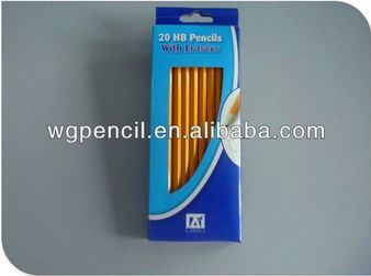 school supplies HB pencild,pencils with eraser top ,classical yellow pencil