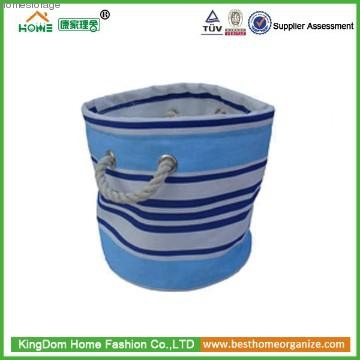 Wicker Valley Small Round Soft Storage in Blue Stripe