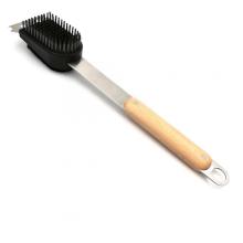 SS 3 in 1 Wooden Handle BBQ brush