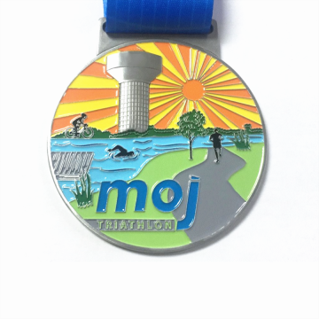 Ronde vorm met zachte glazuur populaire triatlon -medaille