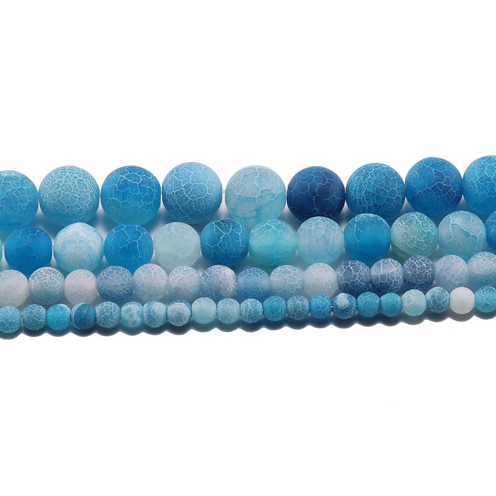 Weathering Natural Stone Bead Frost Crab Blue Agates Round Spacer Bead For Jewelry Making DIY Necklaces Bracelets Bulk Wholesale