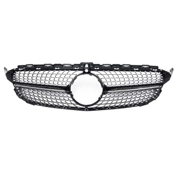 Black &amp; Silver Front Diamond Grille με/χωρίς τρύπα κάμερας για Mercedes Benz W205 C Class 2015-2018