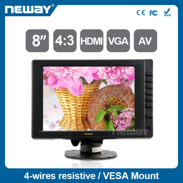 China 8 inch HD-MI VGA DVI input LCD Monitor with Bracket & VESA Mount