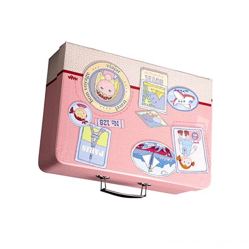 Pink Packaging Sturdy Cardboard Suitcase for Doll