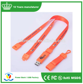 Promotional neck strap usb flash drive heat printed wholesale lanyard usb flash drive with custom logo