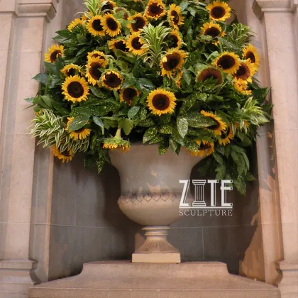 Natural Solid natural stone paired vases for garden decoration