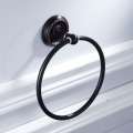 Black American kitchen and bathroom hardware pendant wall-mounted brass material round black bronze towel ring