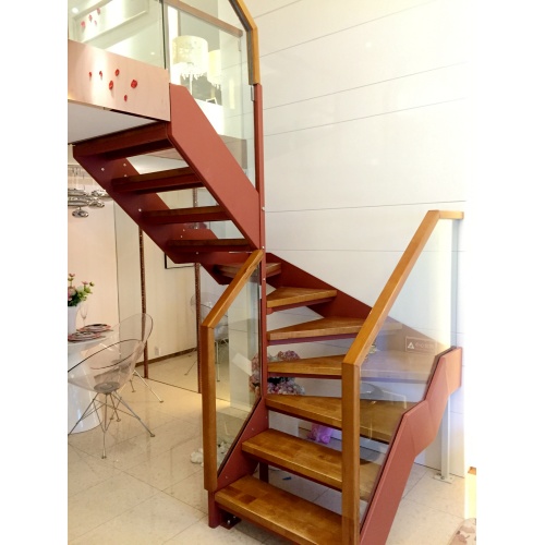 MS2025 خشب البلوط خطوات مزدوجة الصلب لوحة سترينجر الدرج للمنزل