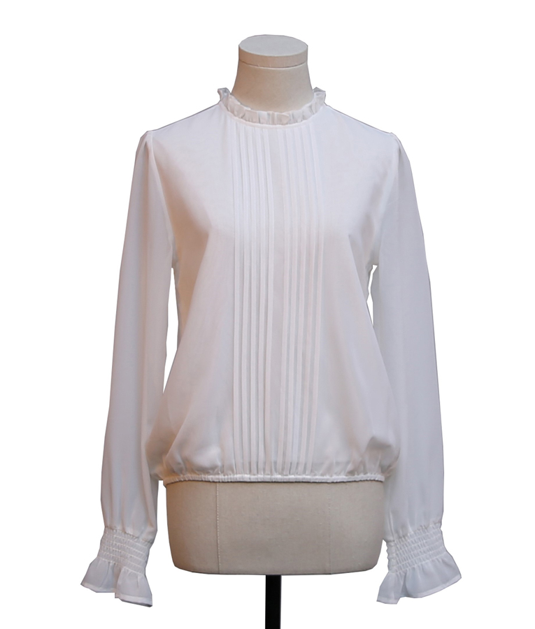 Round Ruffle Neck Smocked Long Sleeves