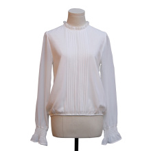 Round Ruffle Neck Smocked Long Sleeves