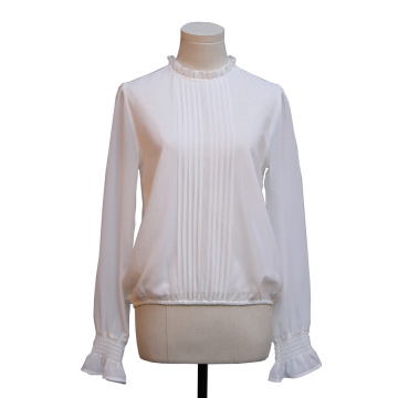 Round Ruffle Neck Smocked Long Sleeves