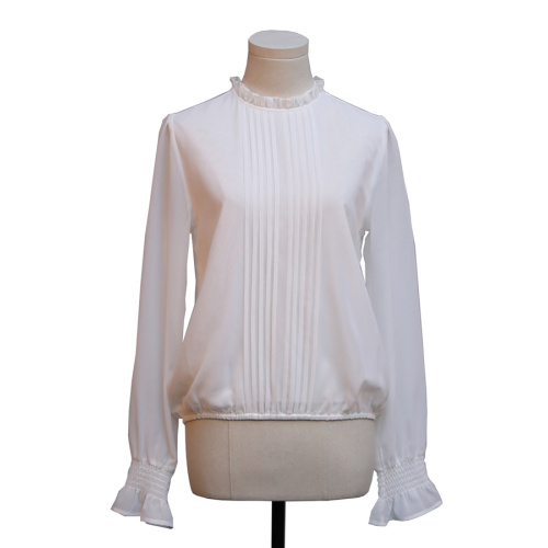 Round Ruffle Neck Smocked Long Sleeves