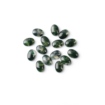 Natural moss agate gemstone oval cabochon for jewelry