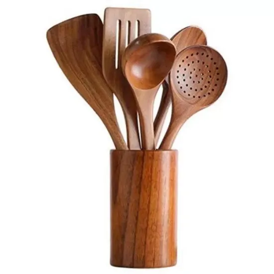 Kidsesale: Comprehensive Wooden Kitchen Utensil Set for Cooking Tools and Accessories