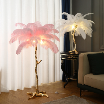 Nordic Modern Ostrich Feather Table Lamp for Home Living Room Bedroom Wedding Decoration