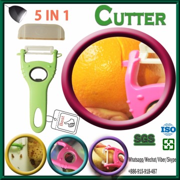 Easy handle vegetable and fruit peeler with bottle opener