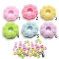 Resin Design Round Flower Biscuit With 6mm Holk for DIY Kids Bracelet Pendant Necklace Making