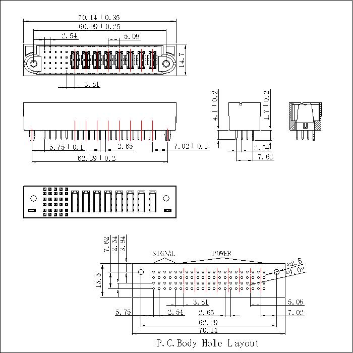 PSPM5.08S-0820G0G0AEX 5.08MM 8P Power+20P Signal Male Straight Dip Power Connector