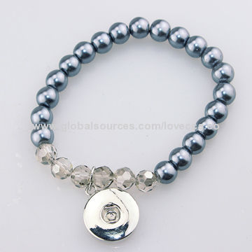 Fashion crystal beads bracelet with noosa chunk, for ladies, 2014 for sale