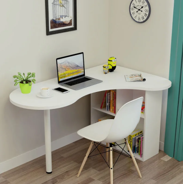 Modern Corner Desk: Curved Computer Table for Learning, Reading & Multifunctional Use