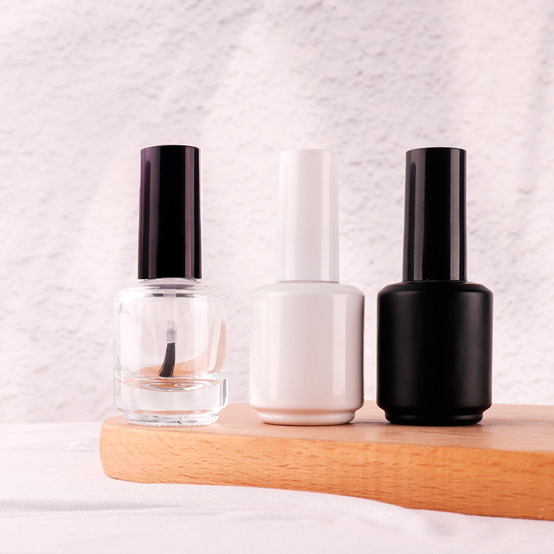 glass nail polish bottle with brush