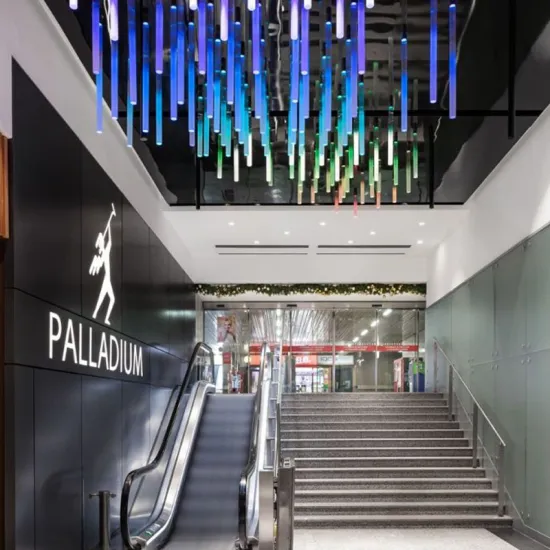 Large Luxury Customized Hotel Lobby Multi-Color Glass Tube Chandelier