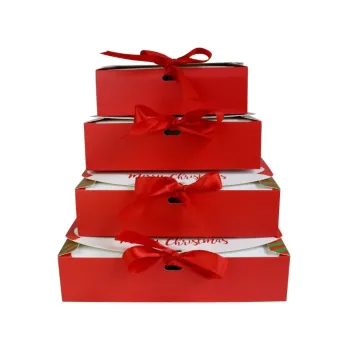 Red Green Santa Box with Ribbon