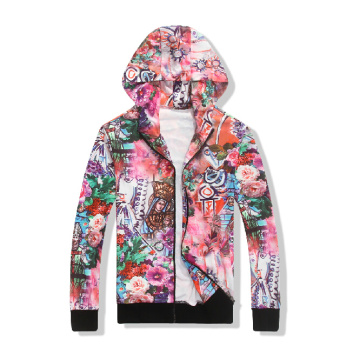 Custom sublimation printed colorful hoodie women tracksuit