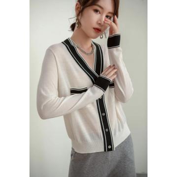 Nouveau cardigan rayé pour cardigan col V femme