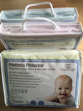 Waterproof breathable quilted bamboo fiber crib pad