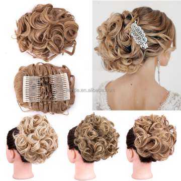 AliLeader Messy Bun Hair Piece with Combs Scrunchie Dish Fluffy Wavy Hair Updo Big Chignon Short Ponytail Hairpiece for Women