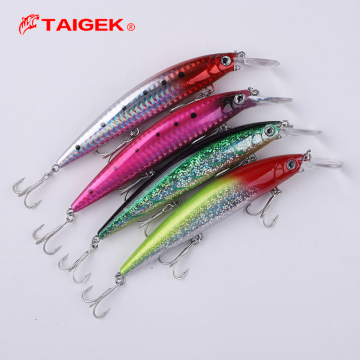 TAIGEK 110mm 37g 3D Slow Sinking Heavy Surfer Wobbler Saltwater Fishing Lure