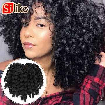 Silike 8 inch Ombre Jumpy  Curl Wand Crochet Braids 22 Roots Jamaican Bounce Synthetic Crochet Hair Extension for Black Women