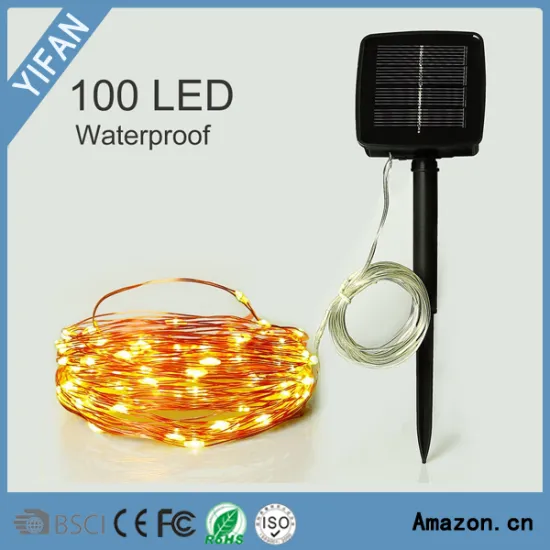 Copper Wires Solar Energy Christmas LED String Light 100leds
