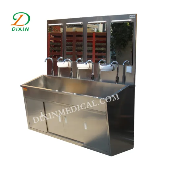 3-Person Medical Operating Room Stainless Steel Sink