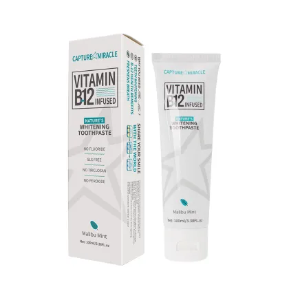 Organic Vitamin B12 Whitening Toothpaste - No Fluoride, Mint Flavor
