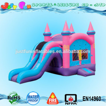 pink inflatable bouncer castle slide combo for girls party