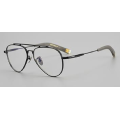 Titanium Designer Aviator Black Framed Glasses