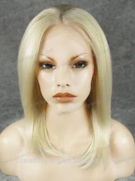 platinum color silky straight natural synthetic hair wig