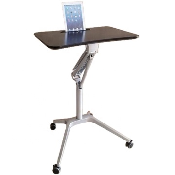 Mobile Gas Lift Height Adjustable Standing Desk with MDF Tabletop