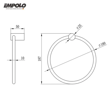 Brushed Gold Circle Towel Rings - Brass Bath Towel Ring & Hand Towel Holder