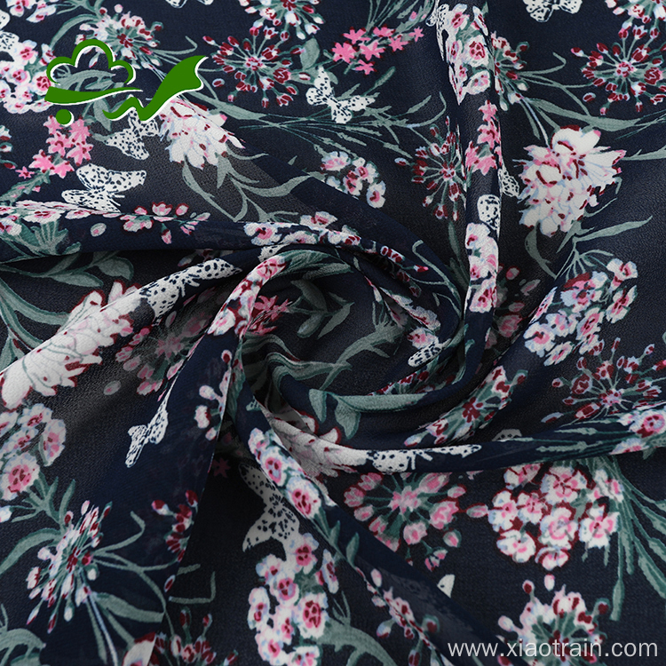 Printed 100D chiffon plain fabric for dress