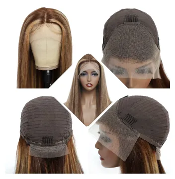 100% HUMAN HAIR 30 Inch Straight Brown 4x4,13x4 Transparent Lace Highlight Human Hair Wigs 10a Highlight Body Wave Hair Full Wig
