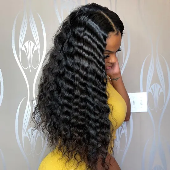 Pre Plucked Deep Curly Wet and Wavy Human Hair Wig with Baby Hair, Lace Front Wig Human Hair for Black Women