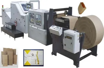 Roll Feeding Flat Bottom Food Paper Bags Making Machine , Paper Bags Machinery