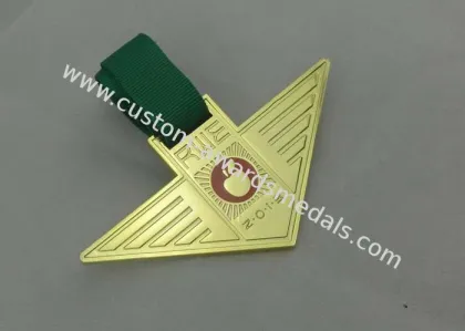 Santa Barbara Ribbon Medals Silver Plating For Company Gift