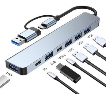 7-in-1 USB-C-Hub-Splitter: USB 3.0 Hub Adapter Docking Station für Computer &amp; Laptop