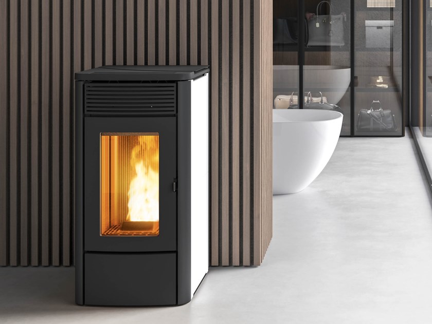 Red Vermont Pellet Stove