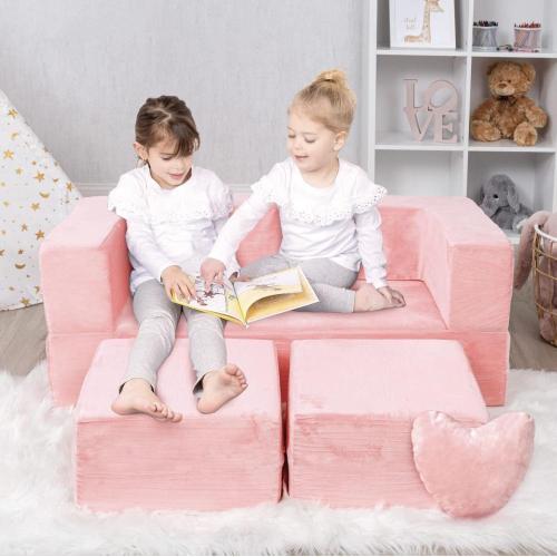 Plush Kids Couch Modular Kids Sofa Folding Mattress